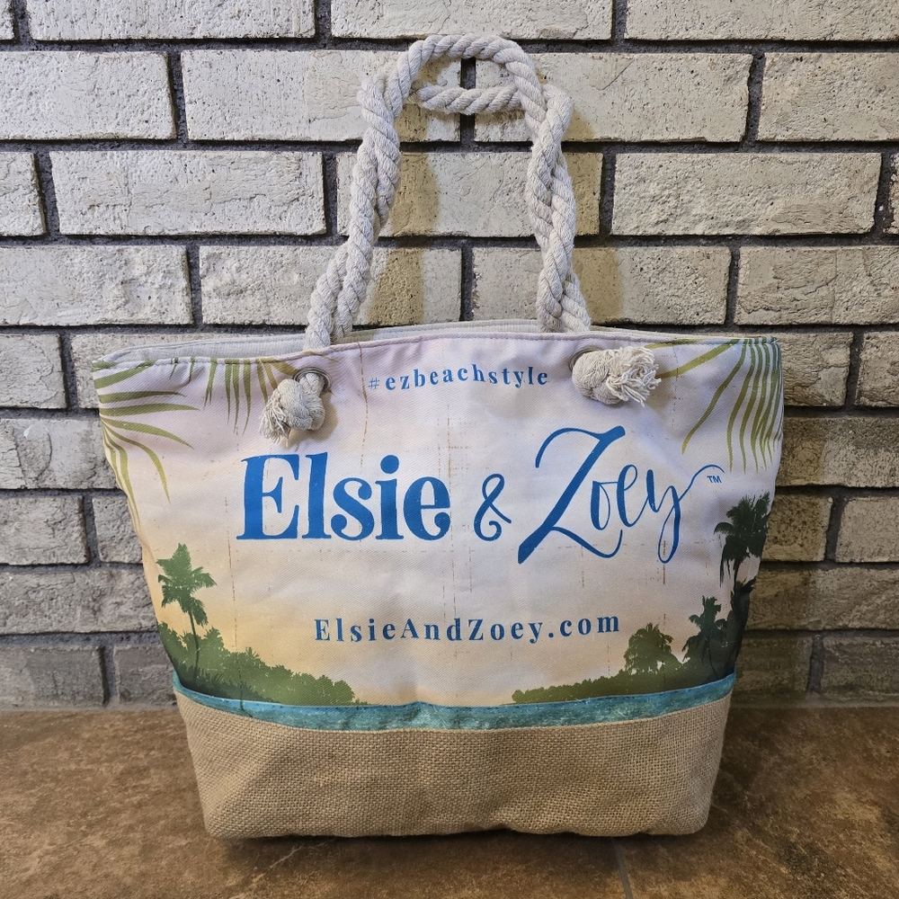 Multicolored Elsie & Zoey Canvas Beach Tote